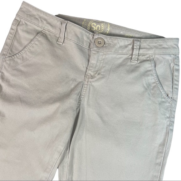SO size 3 bootcut khaki pants wide leg button flap pockets. Great used condition - Picture 2 of 13